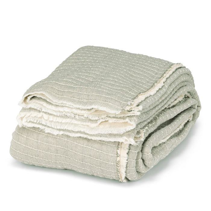Overstitch Double/Queen Bed Cover-Grn-90"Sq - Magnolia Lane co. Home + Garden + Gift