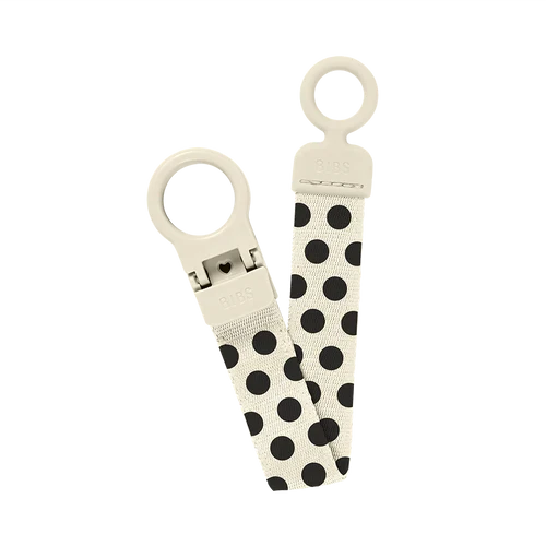 Bibs Soothers - Pacifier Clip - Studio - Polka Ivory/Black