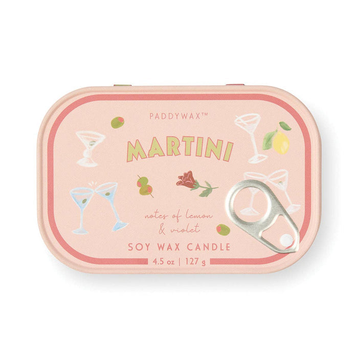 Paddywax Bistro Printed Tin Candle - Martini