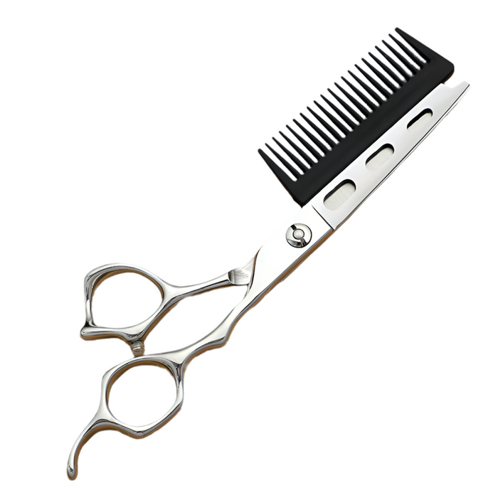 Palms - Speed Cut Scissor & Comb Combo - Japanese 440c with Punctured Design - Palms Fashion Inc.