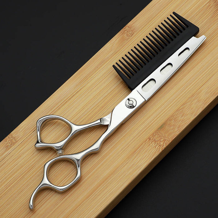 Palms - Speed Cut Scissor & Comb Combo - Japanese 440c with Punctured Design - Palms Fashion Inc.