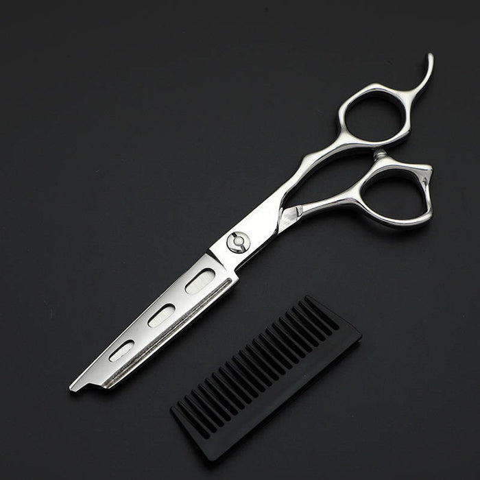 Palms - Speed Cut Scissor & Comb Combo - Japanese 440c with Punctured Design - Palms Fashion Inc.