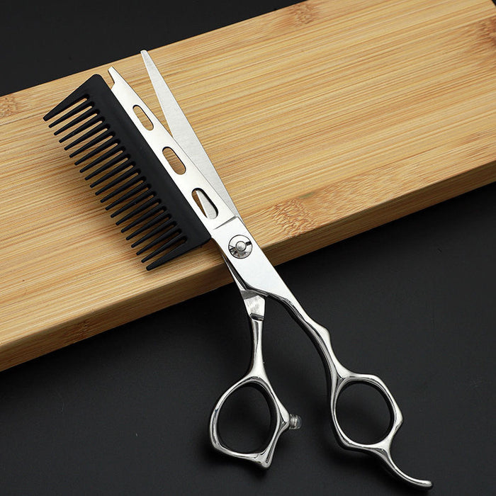 Palms - Speed Cut Scissor & Comb Combo - Japanese 440c with Punctured Design - Palms Fashion Inc.