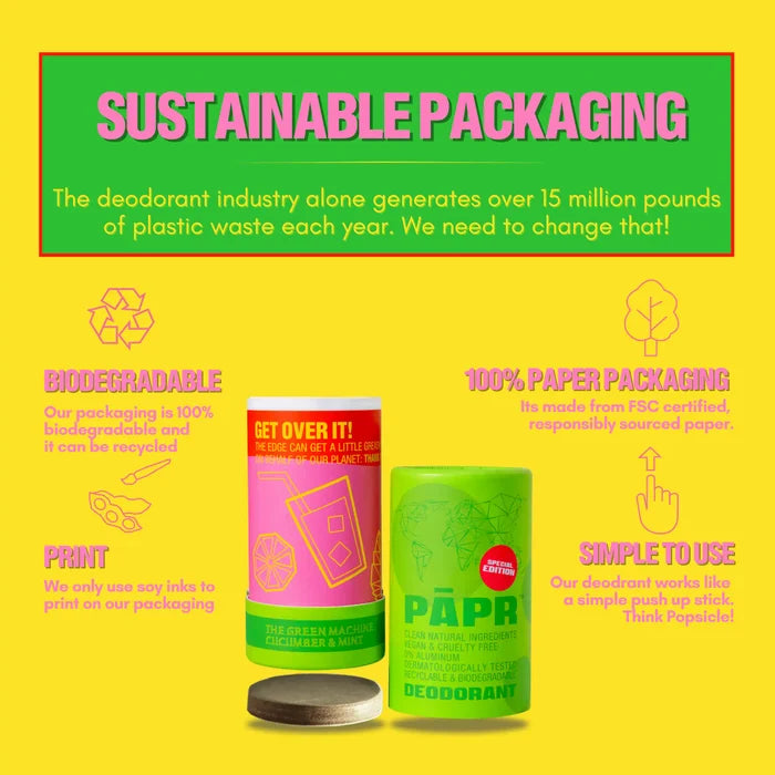 Paper Cosmetics Paper Cosmetics Deodorant - Green Machine, Vegan, Aluminum-Free