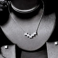 Delicate Geometric CZ Bride or Bridesmaid Jewelry Set in Silver
