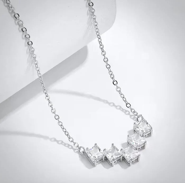 Delicate Geometric CZ Bride or Bridesmaid Jewelry Set in Silver