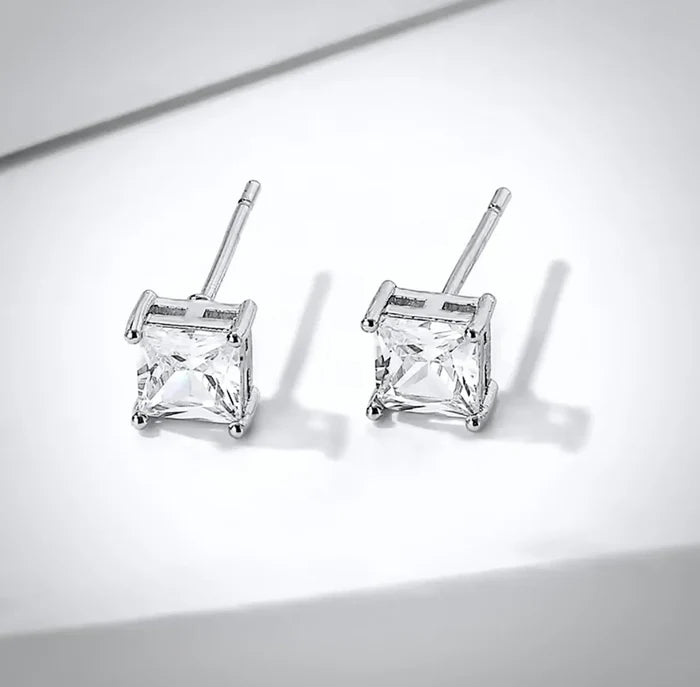 Delicate Geometric CZ Bride or Bridesmaid Jewelry Set in Silver