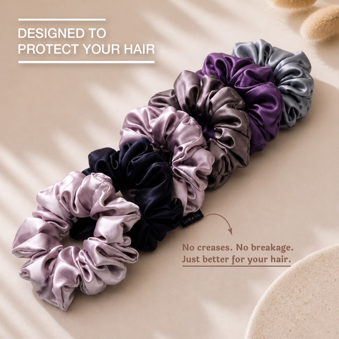 Pastel Silk Satin Scrunchies  - Set of 6