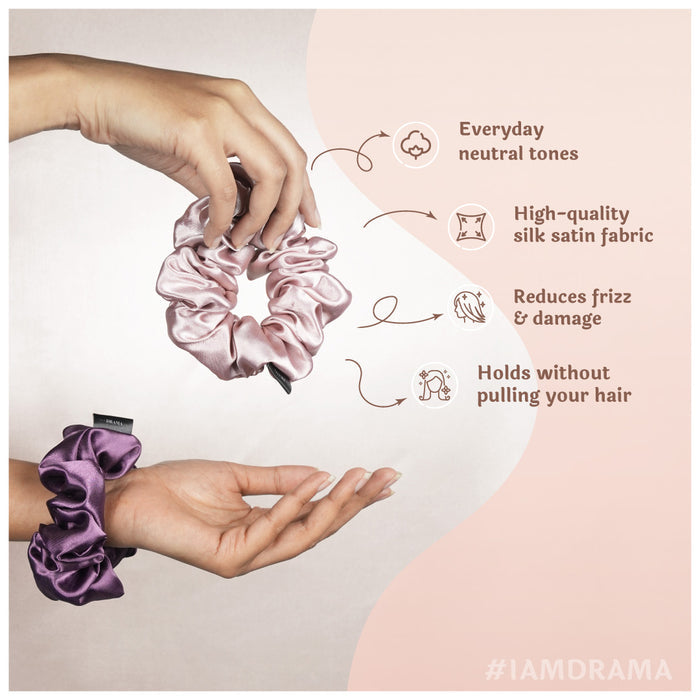 Pastel Silk Satin Scrunchies  - Set of 6