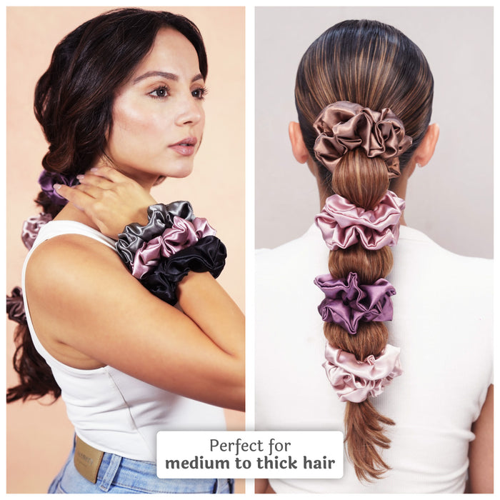 Pastel Silk Satin Scrunchies  - Set of 6