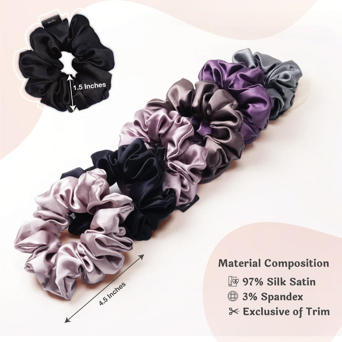 Pastel Silk Satin Scrunchies  - Set of 6