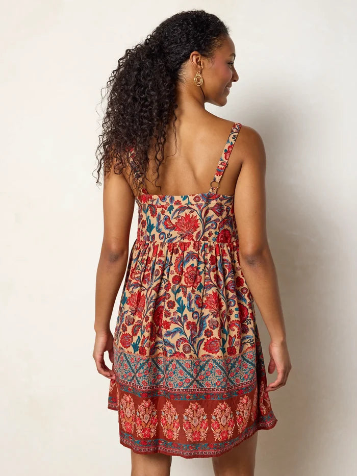 Patti Tie-Front Mini Dress - Sunnyfield Floral Tan-view 5