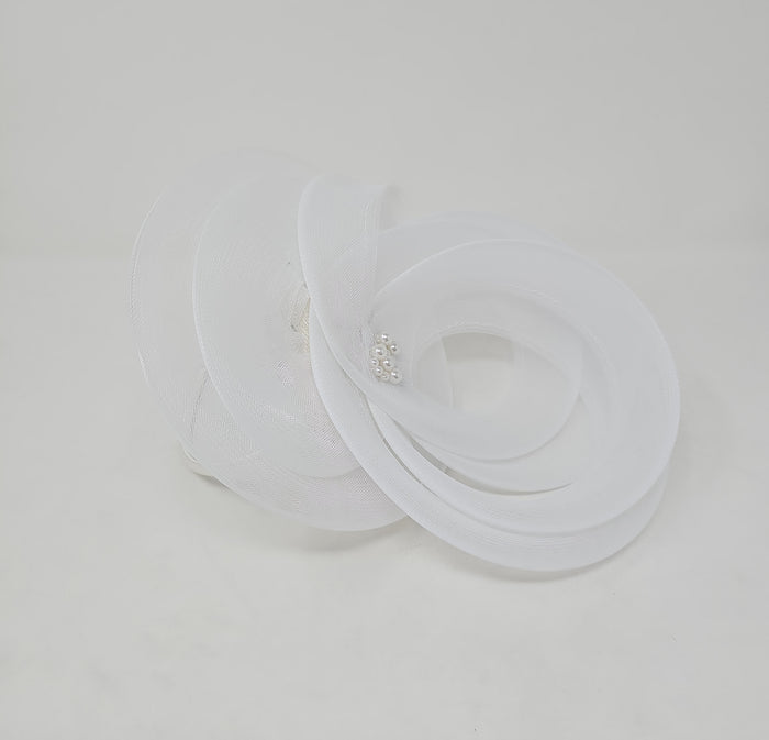 Perched White Layered Hairband Fascinator