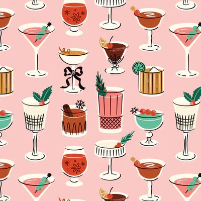 Pink- Tinsel & Tinis- Merry & Mod Fat Quarter