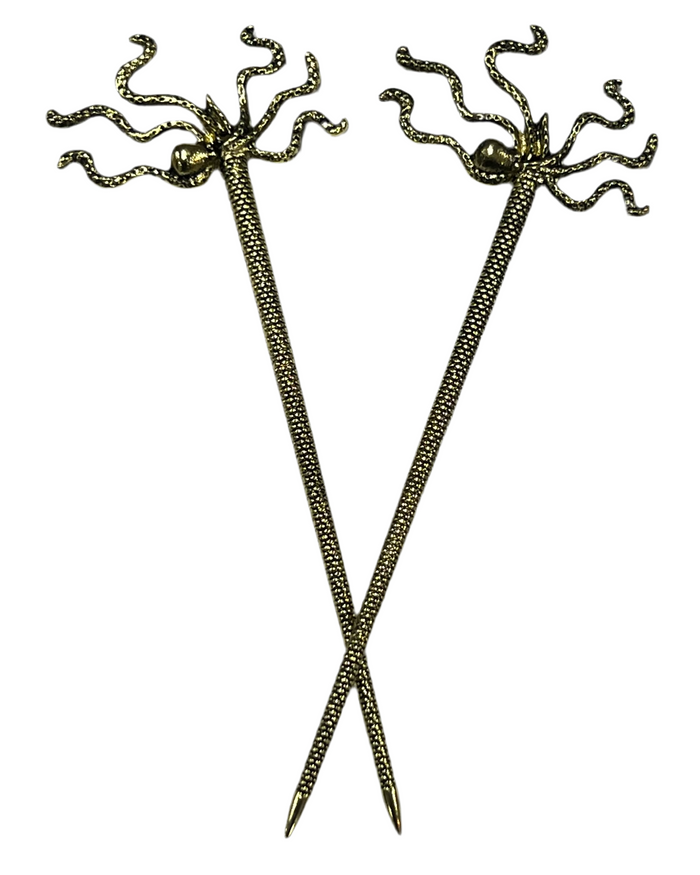 Pirate Squid Hair Sticks with detailed octopus-inspired tentacle design, nautical fantasy hair accessories, front view.