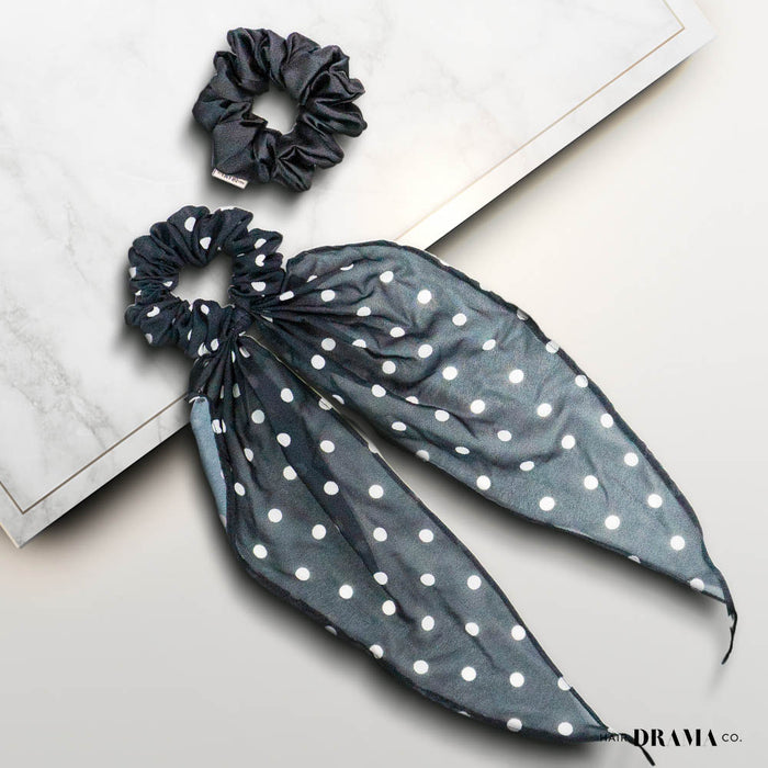 Polka Georgette Scrunchies - Set of 2