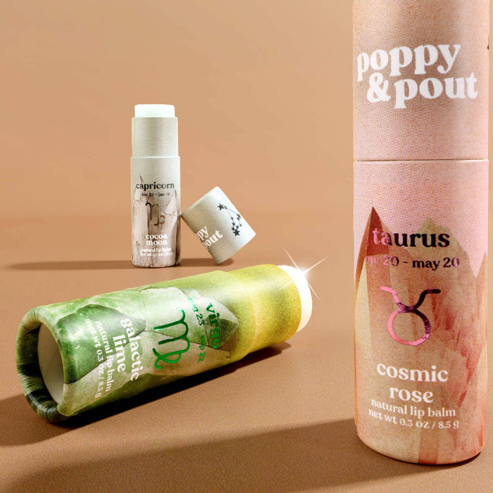 Poppy & Pout - Lip Balm, Zodiac, Taurus Cosmic Rose