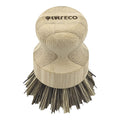 Pot scrubber made of bamboo and palm leaf bristles.