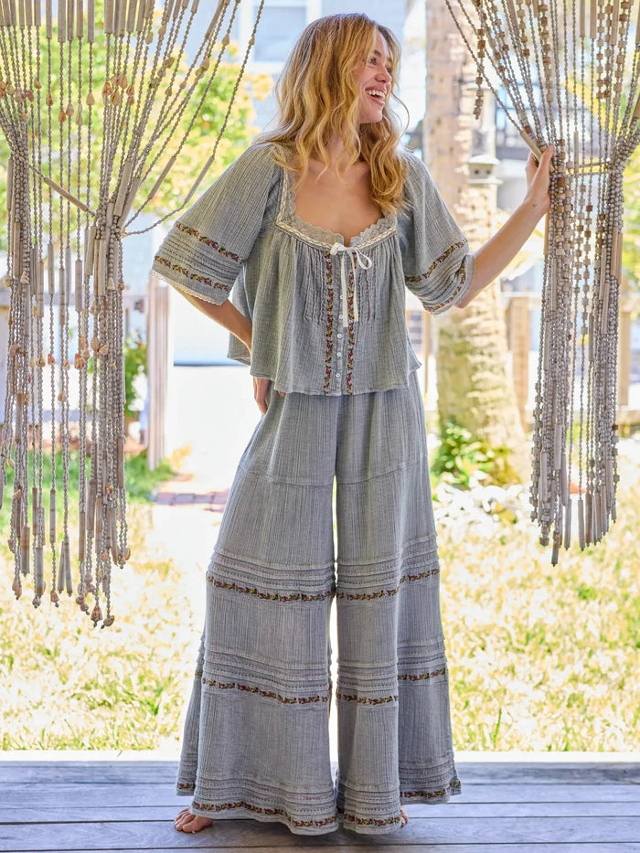 Prettiest Cotton Embroidered Lace Blouse - Light Grey-view 2