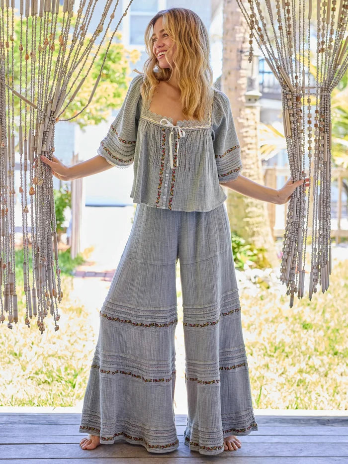 Prettiest Cotton Embroidered Lace Blouse - Light Grey-view 5