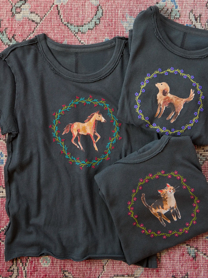 Printed Embroidered Cotton Baby Tee - Cat-view 6
