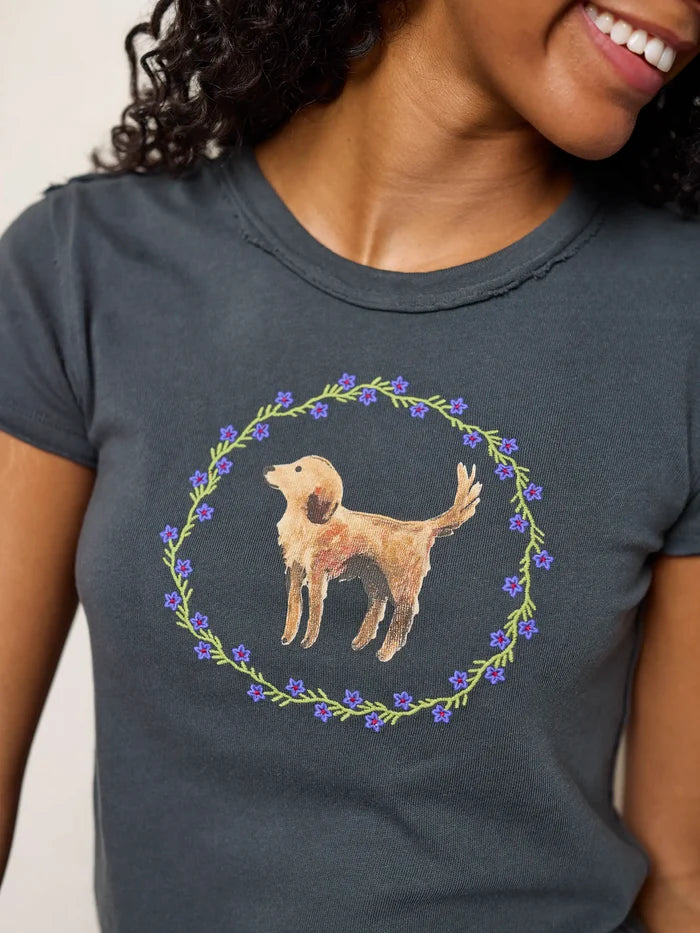 Printed Embroidered Cotton Baby Tee - Dog-view 2