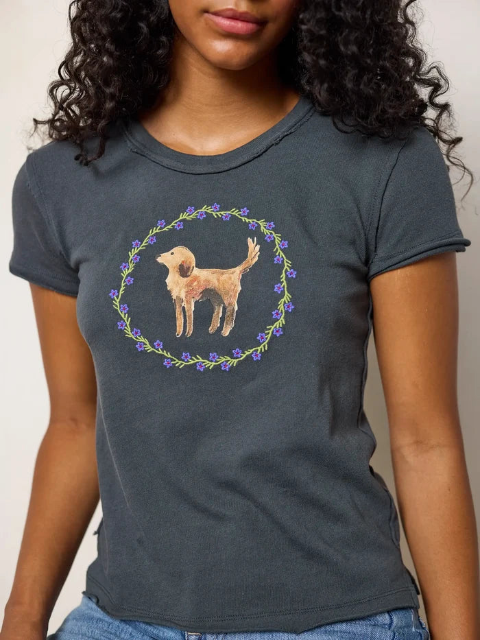 Printed Embroidered Cotton Baby Tee - Dog-view 3
