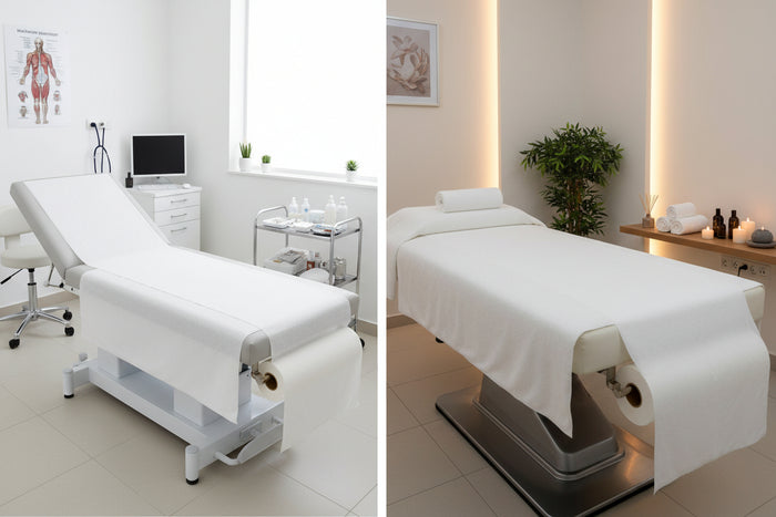 Professional disposable couch rolls for beauty salons, massage therapists, clinics and Makeup Artists.