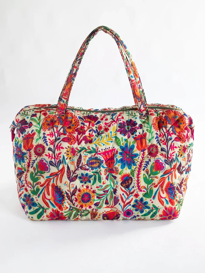 Puffy Weekender Bag - Rainbow Cream Floral-view 2