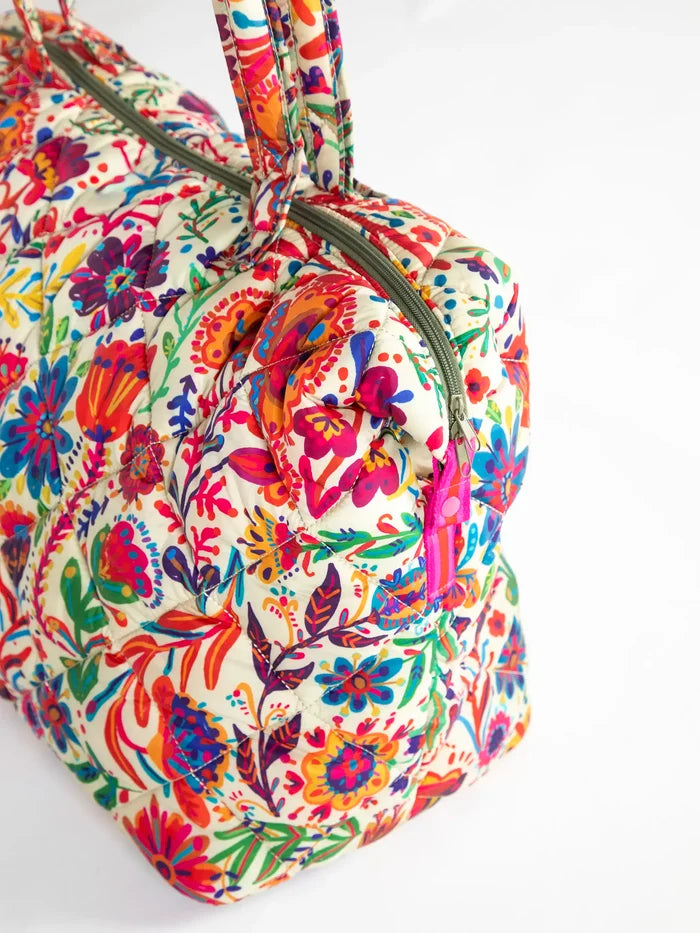 Puffy Weekender Bag - Rainbow Cream Floral-view 3