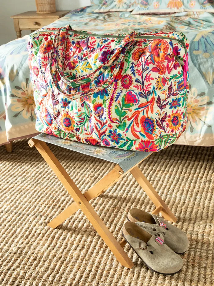 Puffy Weekender Bag - Rainbow Cream Floral-view 7