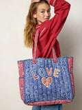 Quilted Applique Tote Bag - Blue Classic Bandana-view 1