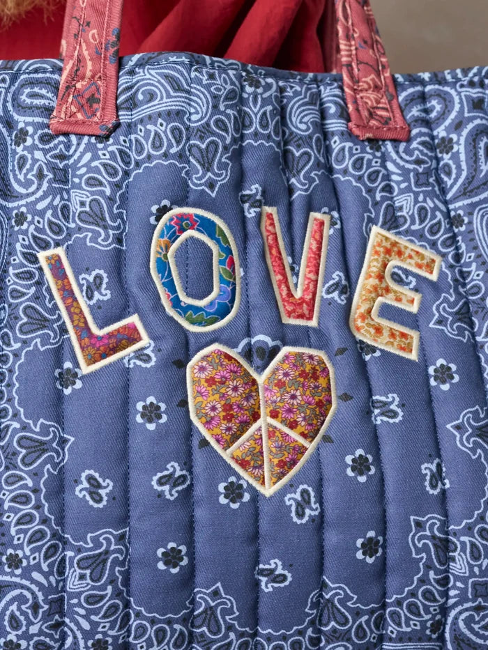 Quilted Applique Tote Bag - Blue Classic Bandana-view 4