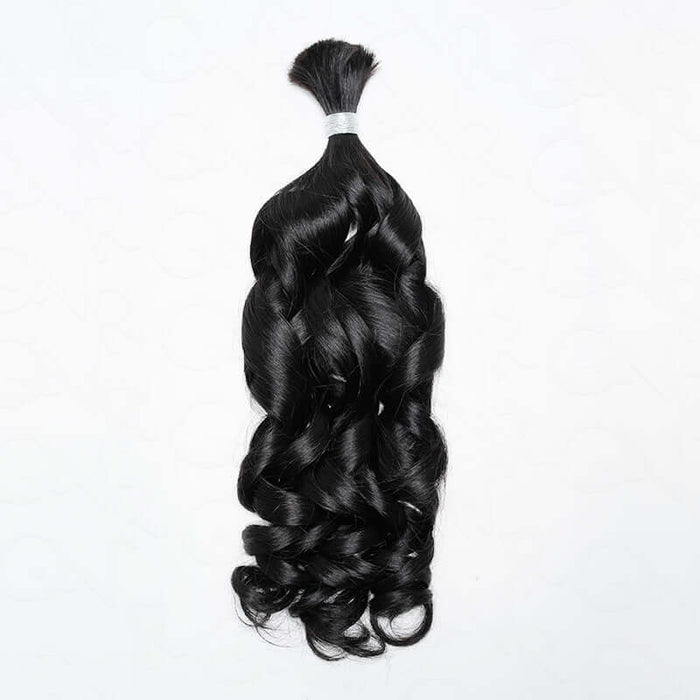 QVR French Curl Human Bulk Hair Extensions for Boho Knotless Braiding