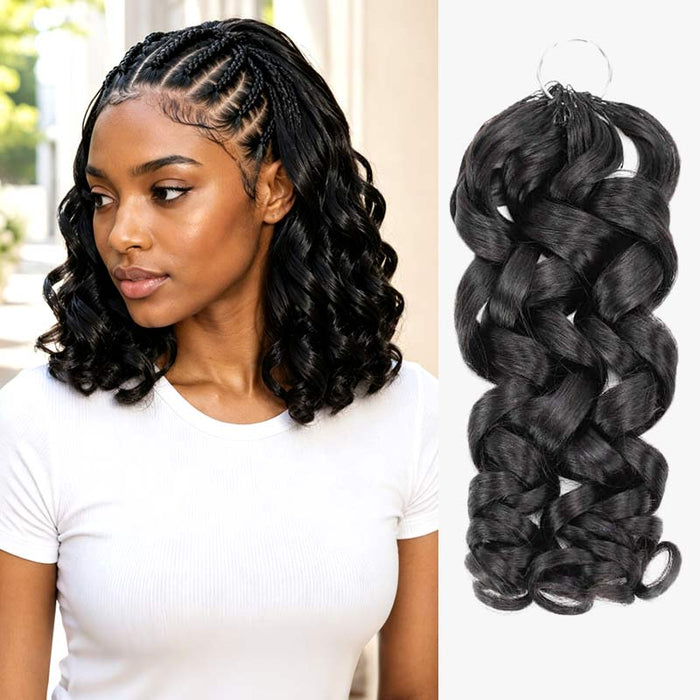 QVR French Curl Human Crochet Hair Machine Made Natural Black Feather Crochet Human Hair Extension