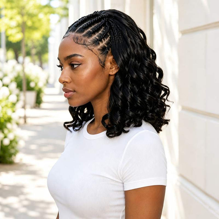 QVR French Curl Human Crochet Hair Machine Made Natural Black Feather Crochet Human Hair Extension