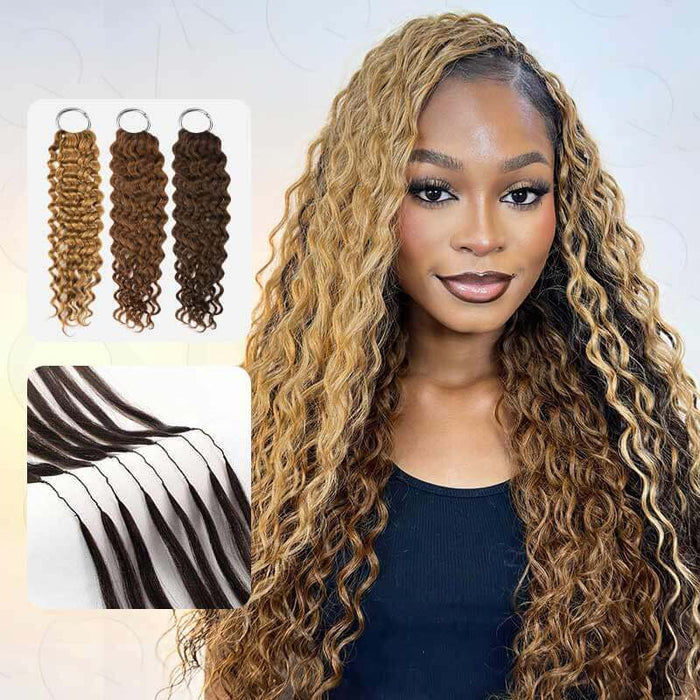 qvr highlight color 4 and 30 and 27 machine made crochet hair human hair extensions