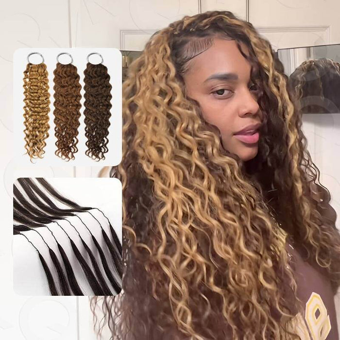 qvr tri color ombred water wave 100% human crochet hair extensions for braiding