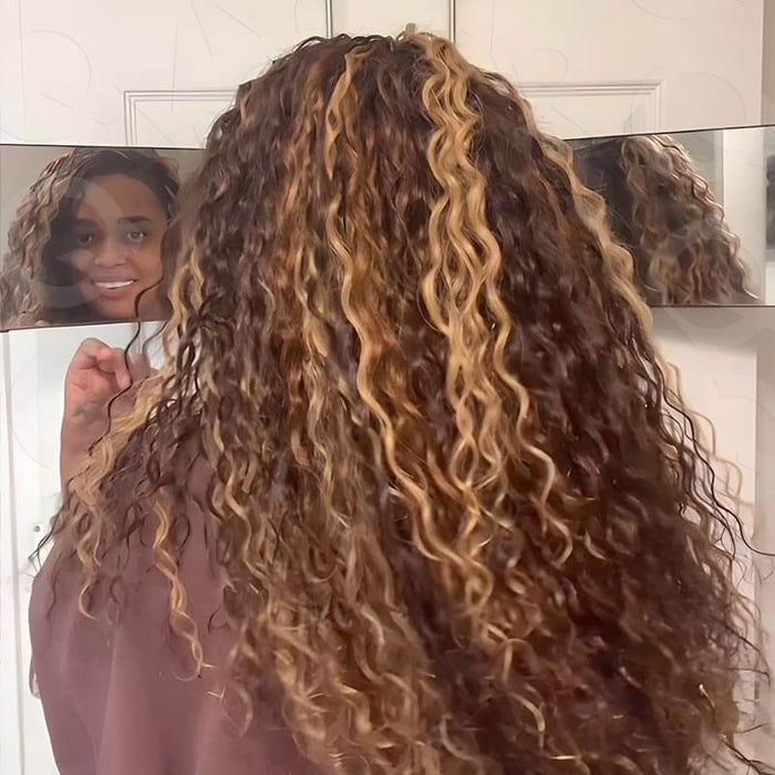 #4/#30/#27 highlights machine made feather human hair crochet hair extensions