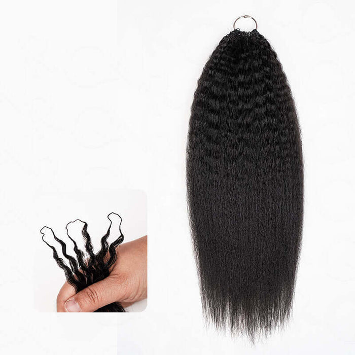 qvr kinky straight crochet human hair extensions natural black