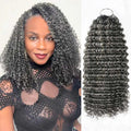 salt and pepper colored small kinky curly crochet braids extensions