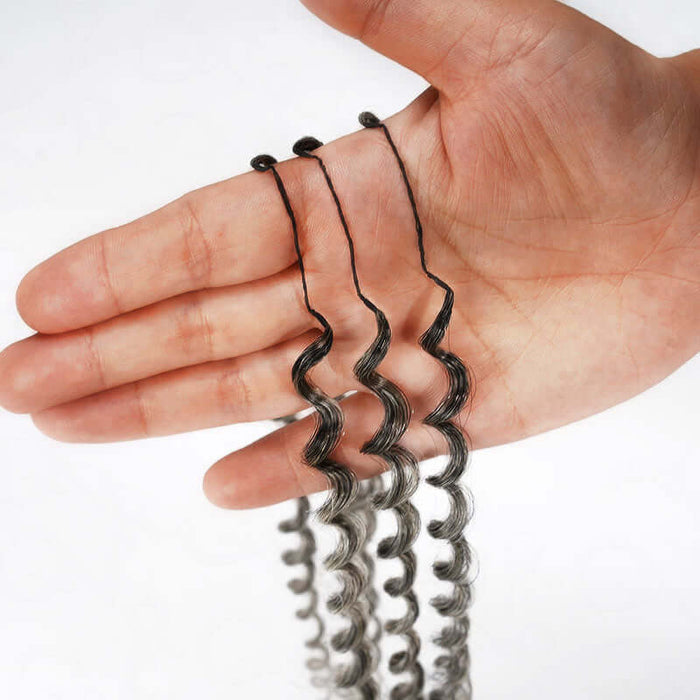 invisble knot desgin of salt pepper small kinky curly crochet human hair