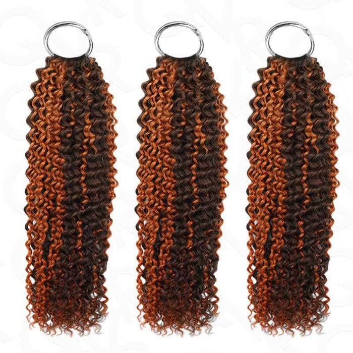 3 packs of seamless #P2/30 small kinky curly crochet human hair extensions