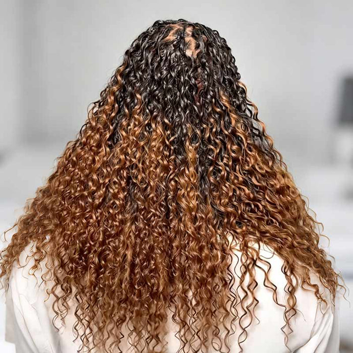 QVR #T1B/30 Crochet Hair Water Wave Machine Made Feather Human Hair Extension
