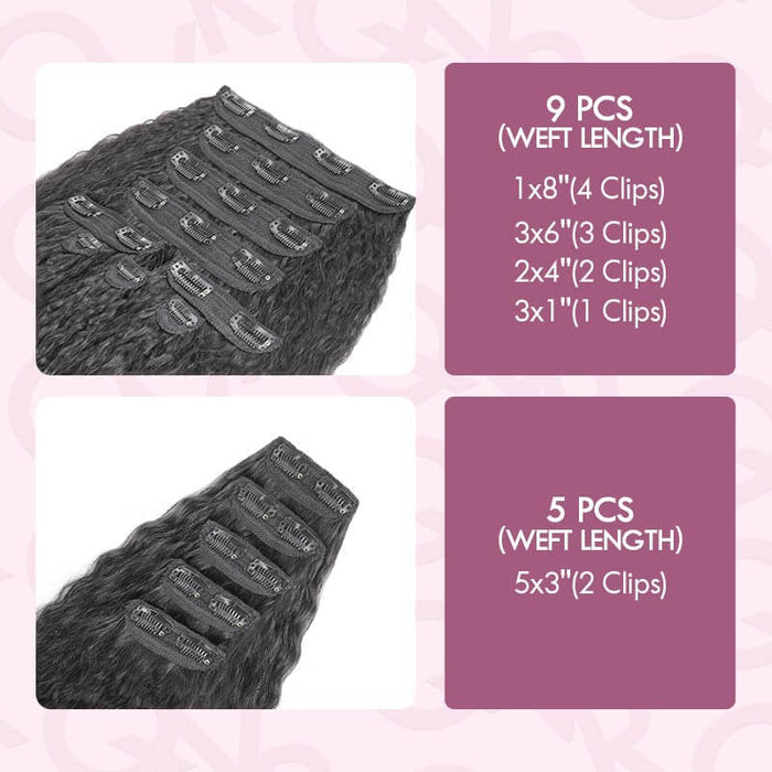 kinky straight clip ins 9pcs vs 5pcs volumizer