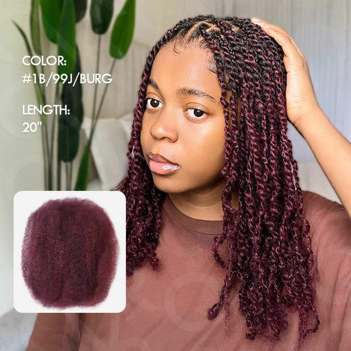 mixed dark burgundy color afro kinky bulk human hair for mini twists