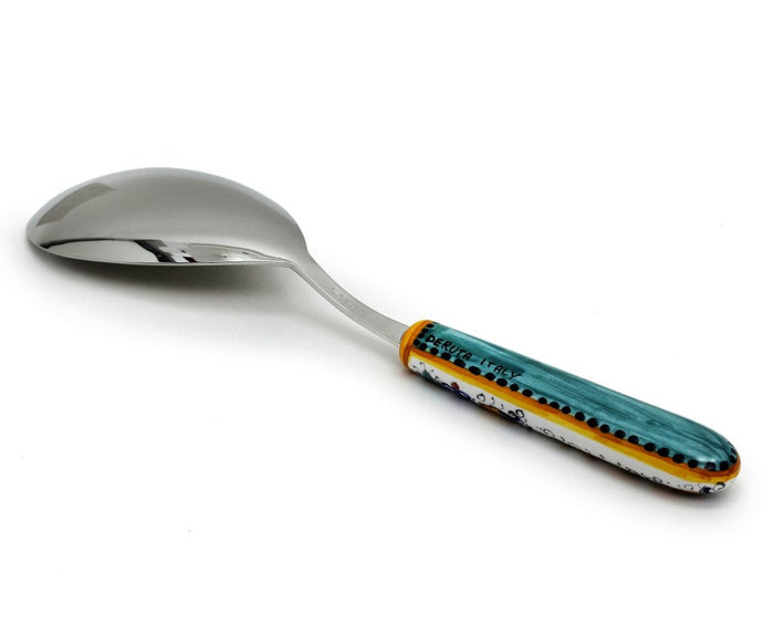 RAFFAELLESCO DELUXE: Ceramic Handle Serving 'Risotto' Spoon Ladle with 18/10 stainless steel cutlery.