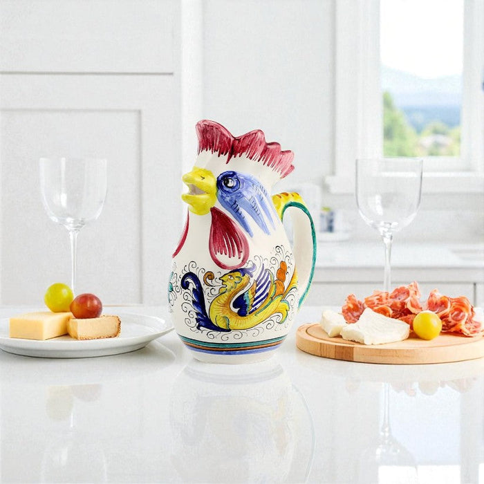 RAFFAELLESCO DELUXE: Rooster of Fortune pitcher (1 Liter 34 Oz 1 Qt)