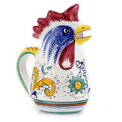 RAFFAELLESCO DELUXE: Rooster of Fortune pitcher (1 Liter 34 Oz 1 Qt)