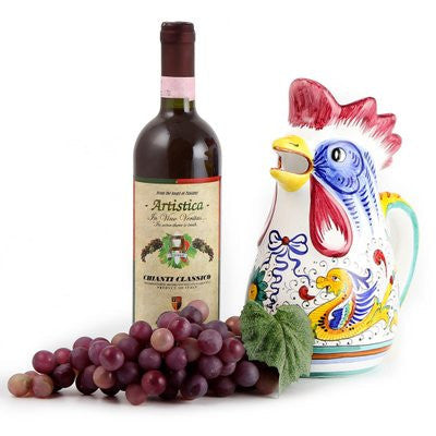 RAFFAELLESCO DELUXE: Rooster of Fortune pitcher (1 Liter 34 Oz 1 Qt)